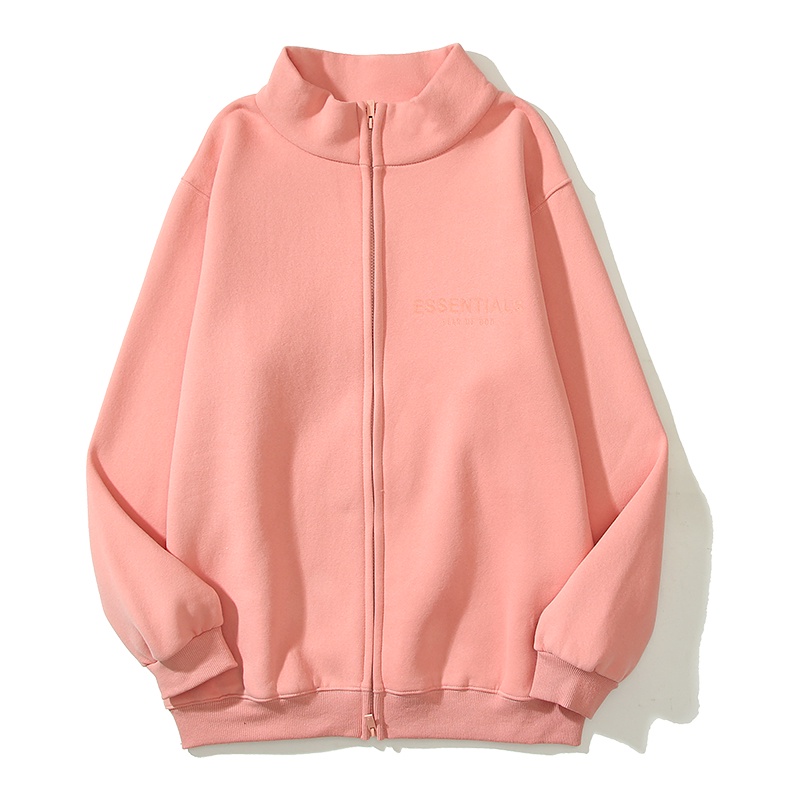 Sương Mù Cần Thiết Áo Khoác sweater Dây Kéo In LOGO Chữ flocking Đường Phố