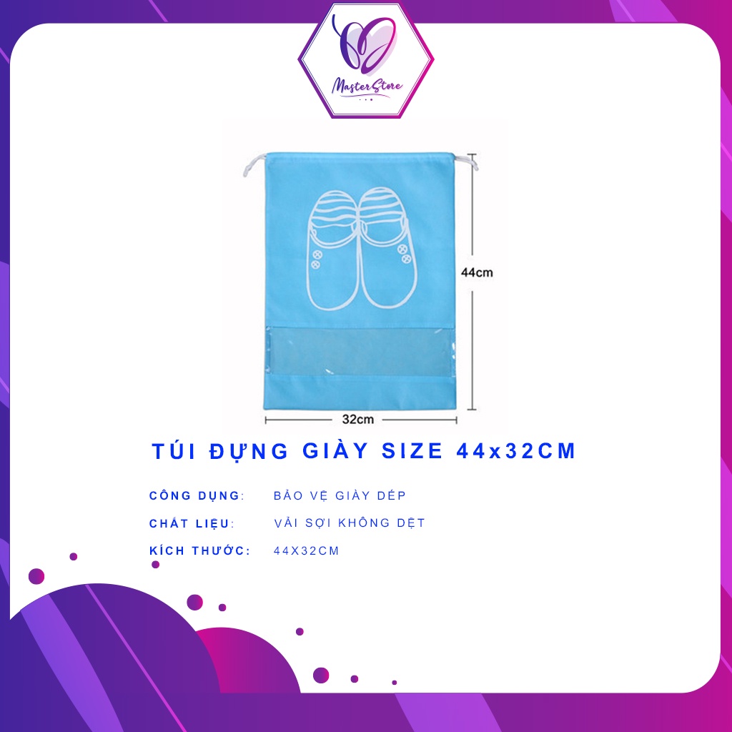Túi đựng giày cỡ lớn chống bẩn, vải lưới thoáng khí có dây rút Master Store