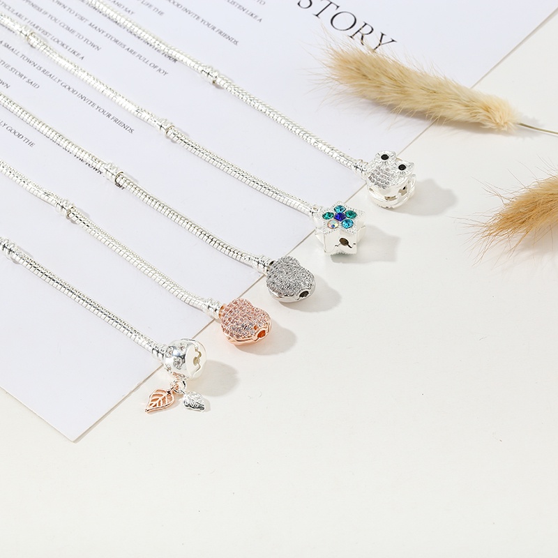 Vòng Tay Mạ Bạc Dạng Chuỗi Rắn DIY Chất Lượng Cao Màu Sắc Đa Dạng Dành Cho Nữ