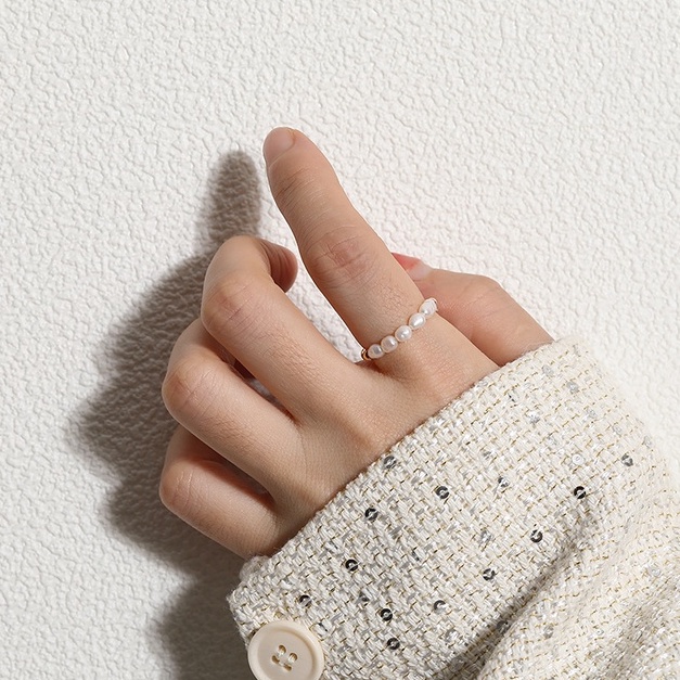 Nhẫn SEAGLOCA phối ngọc trai phong cách Hàn Quốc sang trọng