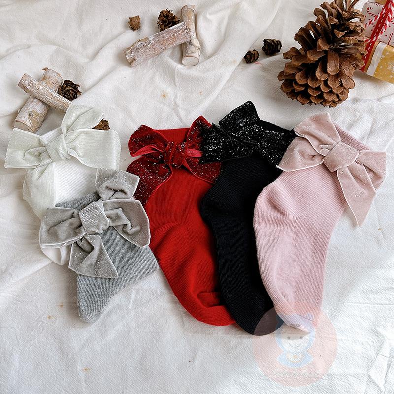 Tất Đính Nơ Kim Sa Lấp Lánh Dễ Thương Cho Bé Gái LAA6-Ga