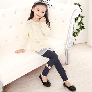 Quần jean bé gái giả bò lót lông bên trong cho bé legging co giãn cho bé hàng dày đẹp