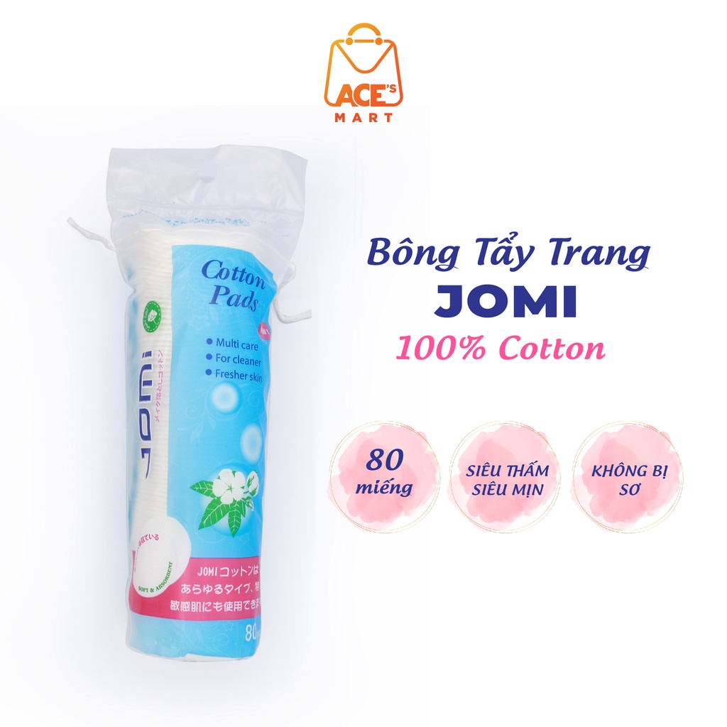 Bông tẩy trang 100% cotton Jomi Nhật Bản siêu mịn, tiết kiệm dung dịch 80-120 miếng