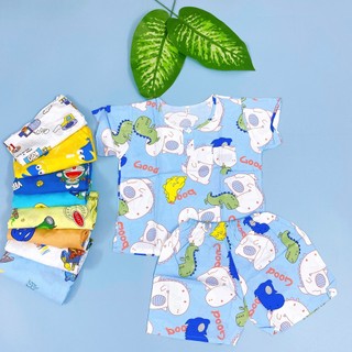 (SIZE 5) Bộ tole lanh, tôn lanh lụa mặc nhà bé trai tay ngắn QUẦN ĐÙI họa tiết dễ thương 12-14 kg, bộ hè cho bé, mát mẻ.