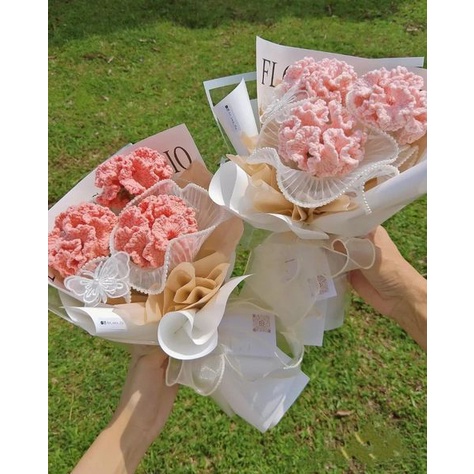 Hoa cẩm chướng handmade len sợi tặng lễ/ sinh nhật