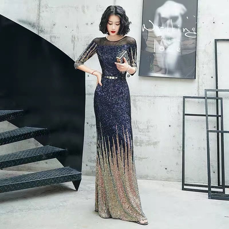 S (After the Total Price Needs 2 Orders to Be Kết Hợp, Đầm Dạ Hội Đuôi Cá Dài Đính Kim Sa Sang Trọng Cao Cấp Cho Nữ