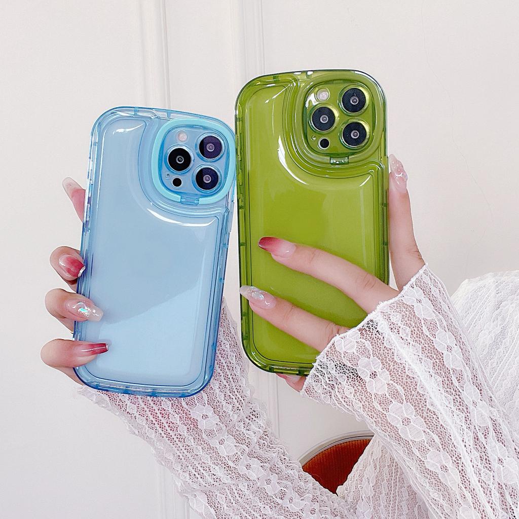 Ốp Điện Thoại Trong Suốt Có Túi Khí Ẩn Và Giá Đỡ Cho IPhone 14promax 14 13promax 13 12 11
