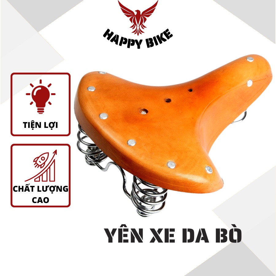 Yên xe đạp thể thao Da Bò cao cấp, yên siêu êm chống sóc HAPPY BIKE