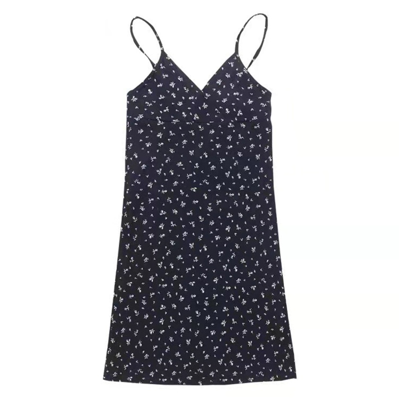 Đầm Hai Dây Cổ Chữ V Dáng Ôm In Họa Tiết Hoa Phong Cách Cổ Điển Thời Trang Mùa Hè Quyến Rũ Cho Nữ