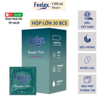 Bao cao su Feelex superthin mỏng, nhiều gel, hương chuối hộp 30c