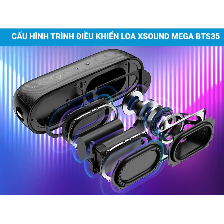 Loa Bluetooth Tribit XSound Mega BTS35, Kết nối bluetooth tiêu chuẩn 5.0( NFC), Thời gian phát nhạc 20 giờ, CN IP X7