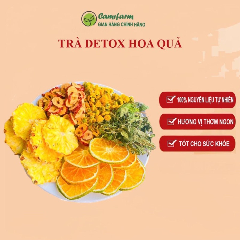 Trà hoa quả Camifarm dextox hỗ trợ giảm cân, thanh lọc cơ thể,... gồm Cam,