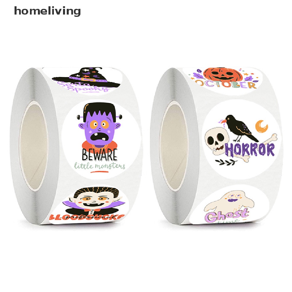 Set 500 Sticker Tròn Dán Trang Trí Phong Bì Halloween