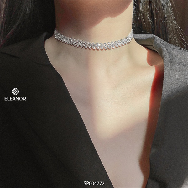 Dây chuyền nữ Eleanor Accessories choker hình ziczac đính đá phụ kiện trang sức 4772