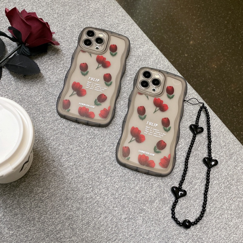 Ốp Điện Thoại Chống Sốc Họa Tiết Hoa Hồng Viền Cong Cho iPhone 14 13 12 11 Pro Max XS XR X 8 7 Plus + SE 2020