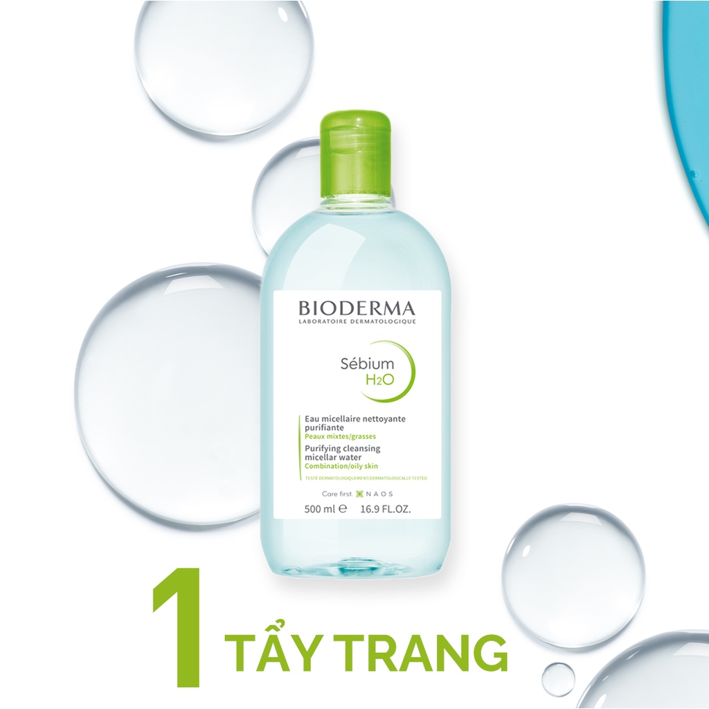 Dung dịch làm sạch và tẩy trang công nghệ Micellar Bioderma Sebium H2O 500ml