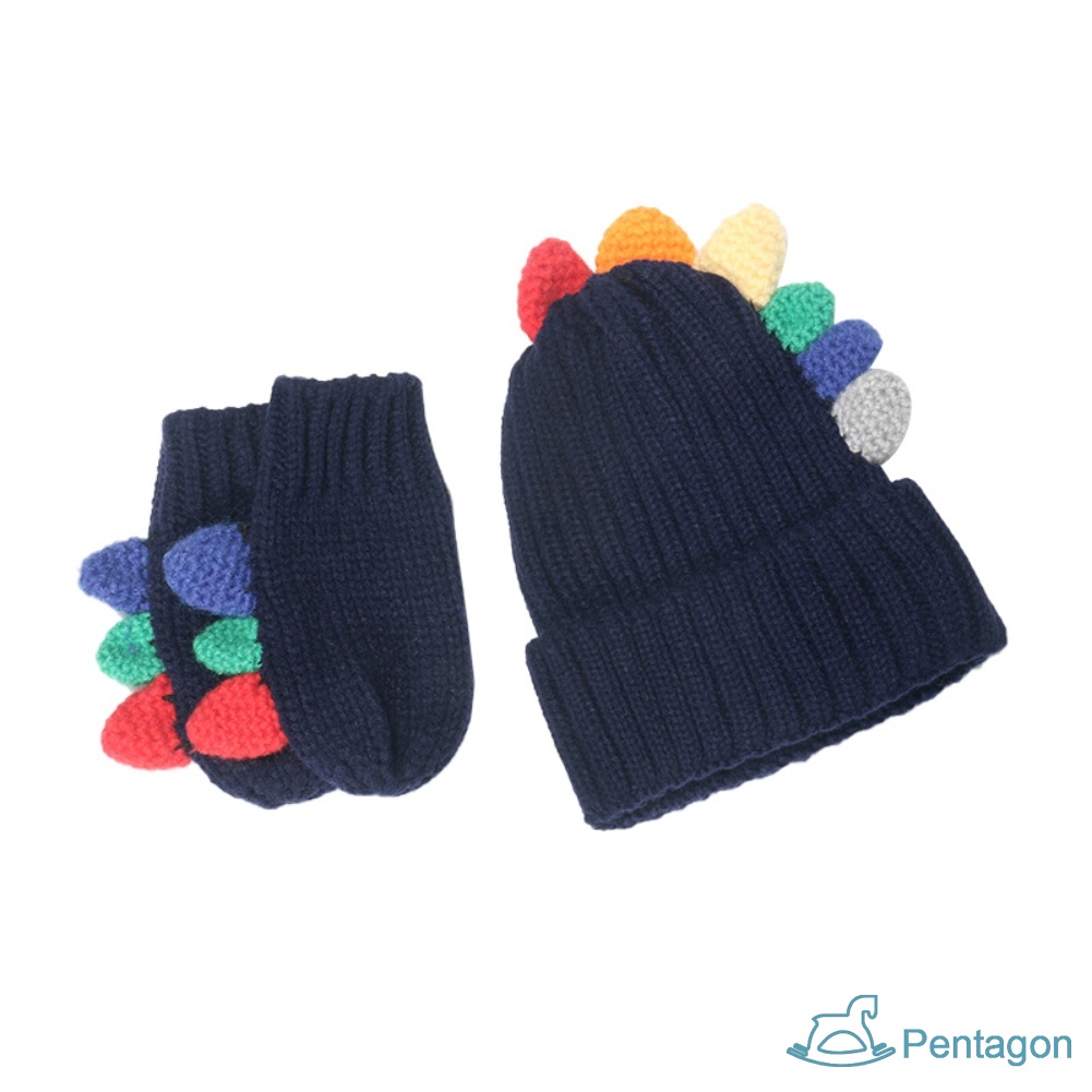 Mũ Beanie Kèm Găng Tay Hình Khủng Long Dễ Thương Cho Bé