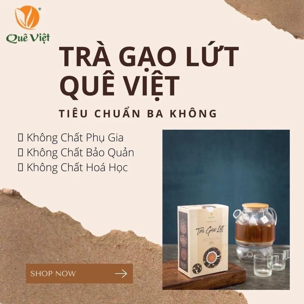 COMBO 2 HỘP] Trà gạo lứt Quê Việt thanh lọc gan, giải độc cơ thể nguyên liệu tự nhiên an toàn 600gr/hộp0
