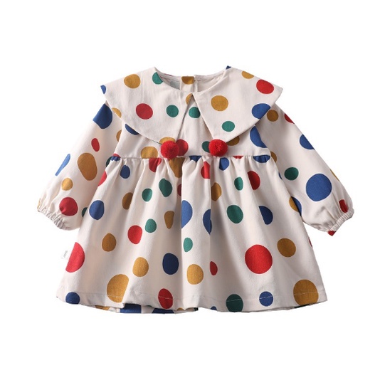 Đầm Công Chúa Tay Dài Đáng Yêu Thời Trang Xuân Thu Cho Bé Gái