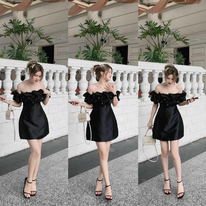Đầm bèo ngưc bệt vai voan tơ shop nina le