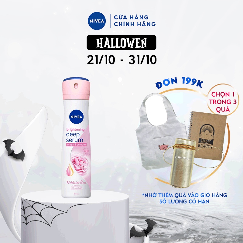 Xịt Ngăn Mùi NIVEA Serum Hương Hoa Hồng Hokkaido Dưỡng Trắng Da | Mịn Da (150 ml) - 85304