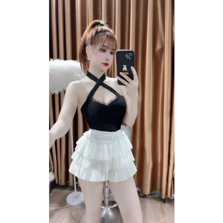 Sét áo kiểu và quần bèo phối tầng y hình