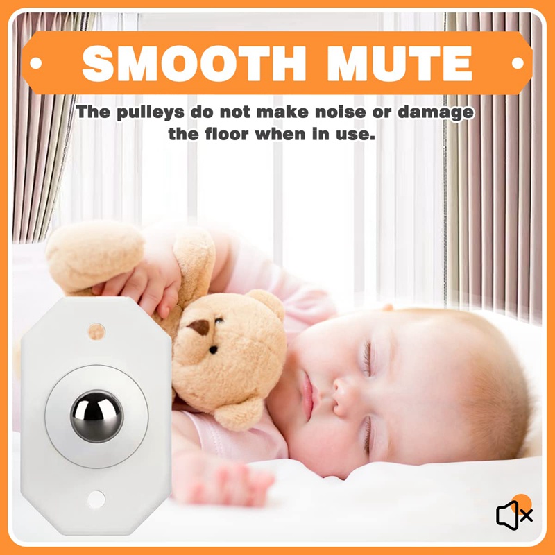 Set 8 Bánh Xe Ròng Rọc Mini Tự Dính Xoay 360 Độ