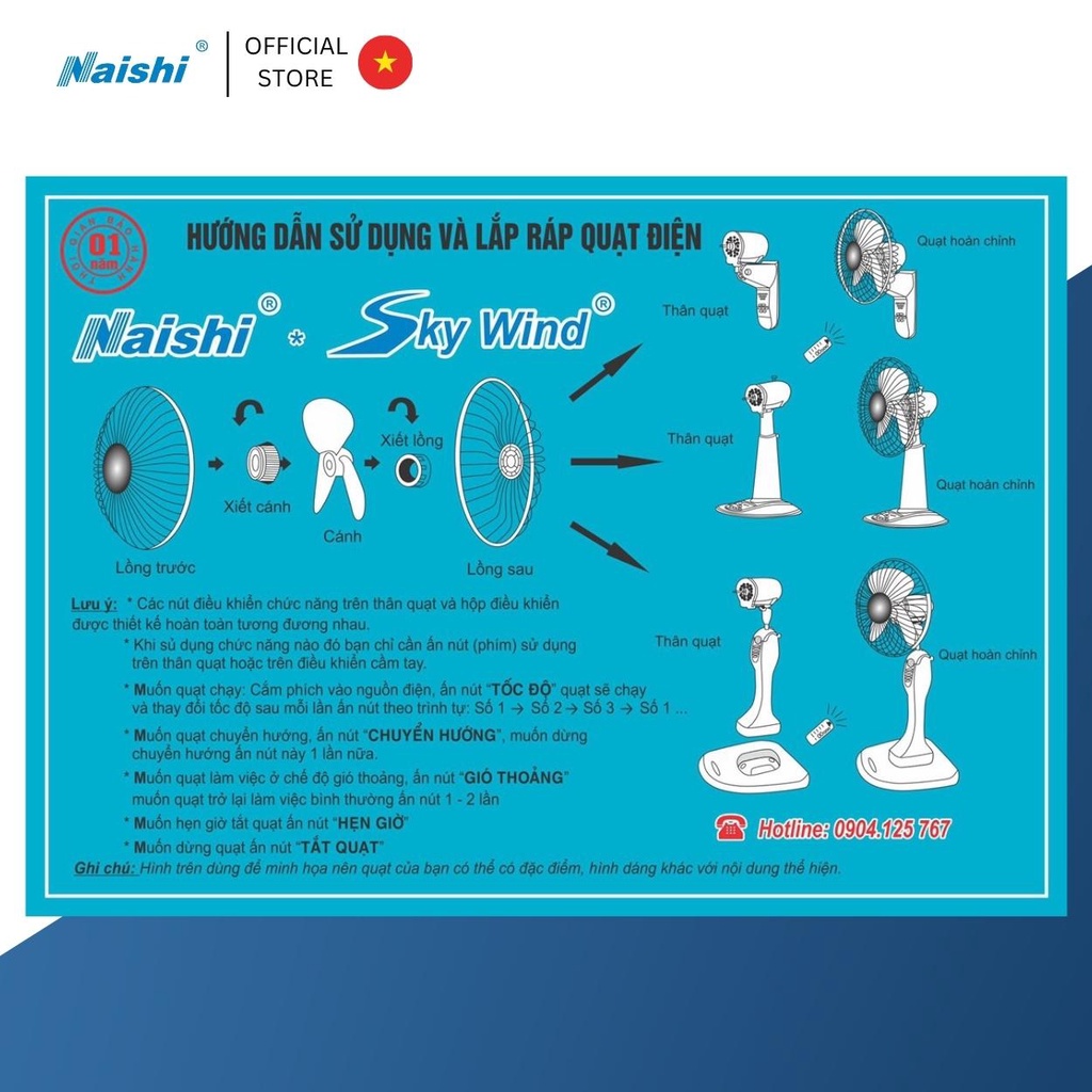 Quạt Bàn Điện Cơ NAISHI B300 Công Suất 38W