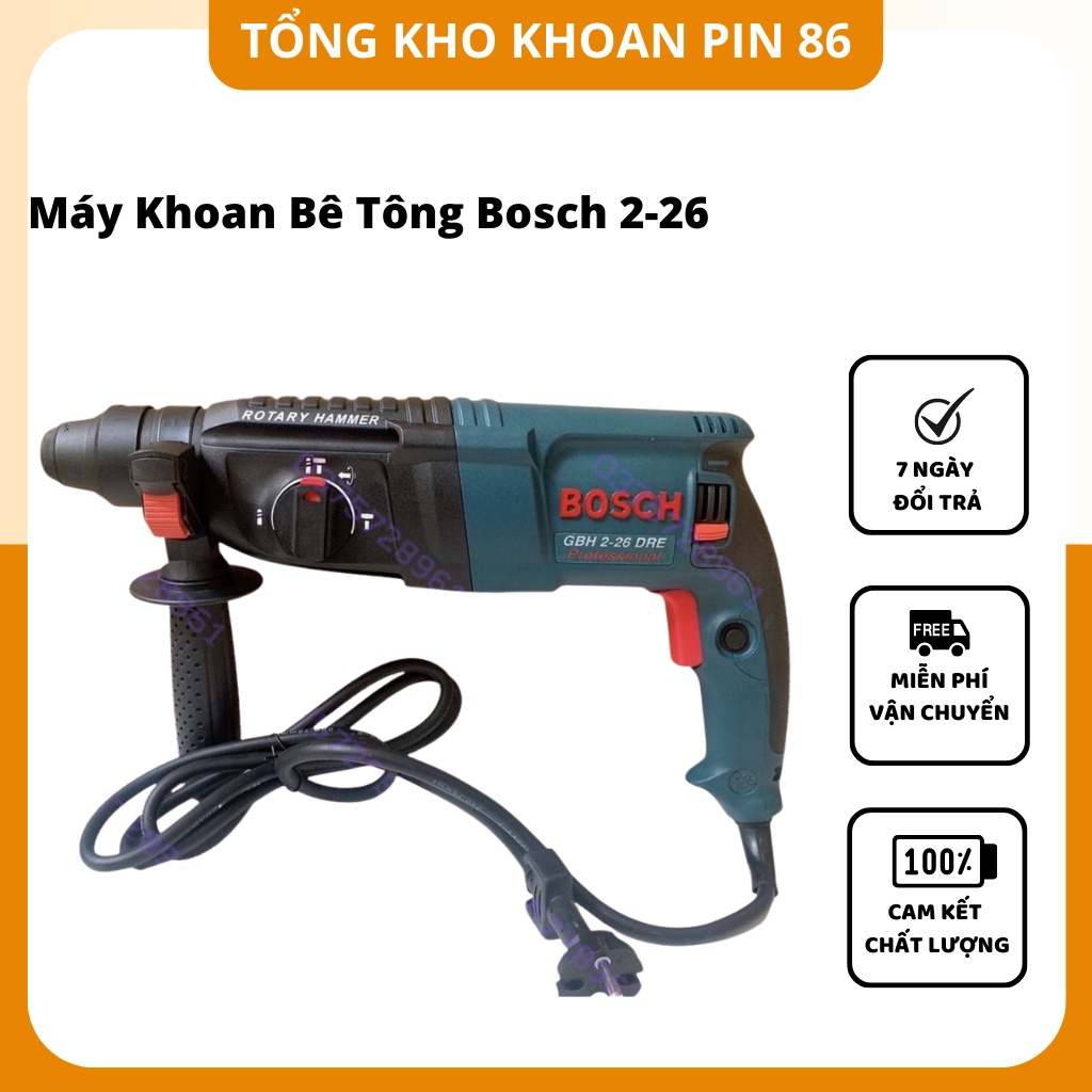Máy khoan bê tông Bosch 2-26 - Công suất 1000W dây đồng 100% cam kết hàng như hình ảnh