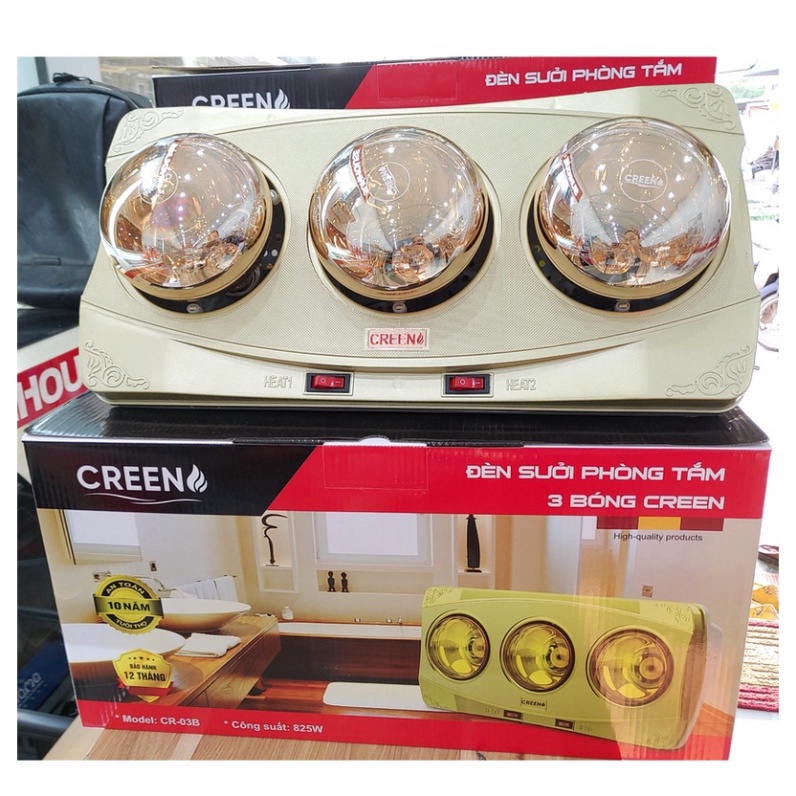 Đèn Sưởi Nhà Tắm Cao Cấp Sử Dụng, Lắp Đặt Đơn Giản, An Toàn - 3 Bóng Hồng Ngoại Công Nghệ Đức 825W