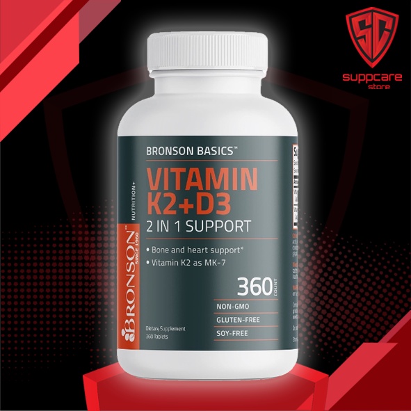 VITAMIN K2 D3 5,000 IU | Bronson Basics Vitamin K2 (MK7) + D3 2 in 1 Support 90 Mcg [120 - 360 viên]
