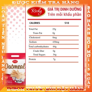 [Mã BMLT35 giảm đến 35K đơn 99K] Bánh Yến Mạch Oatmeal Richy Sữa Túi 250g  huyntuan
