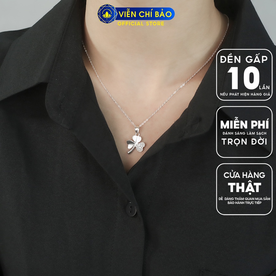 Dây chuyền bạc nữ mặt cỏ 3 lá New chất liệu bạc 925 thời trang phụ kiện trang sức Viễn Chí Bảo D400760