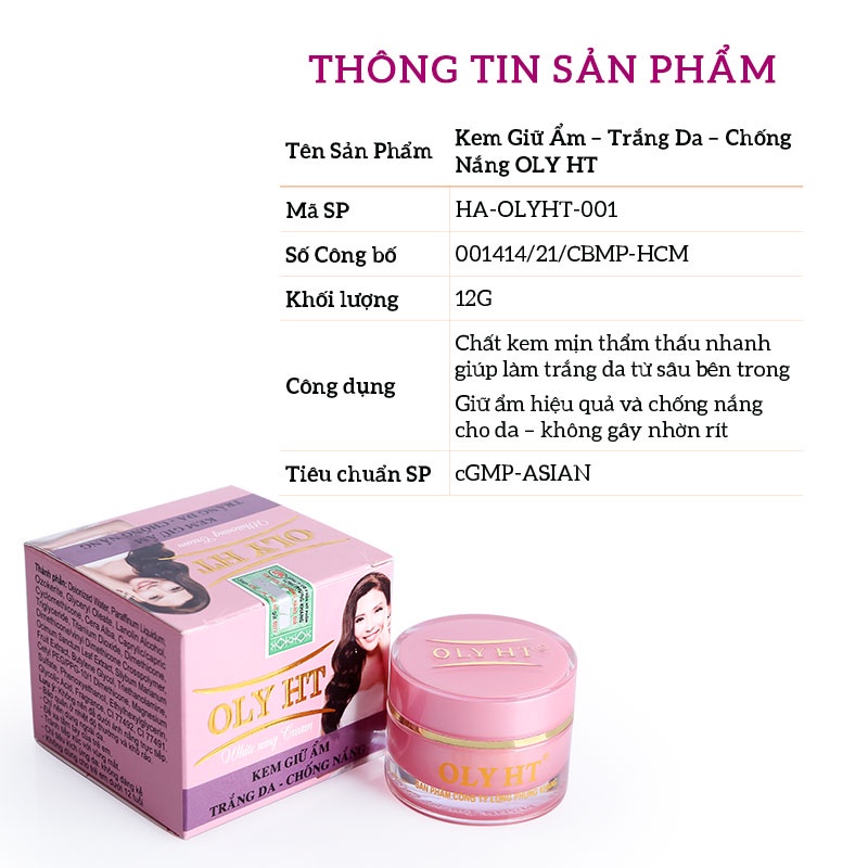 Kem giữ ẩm - Trắng da - Chống nắng OLY HT