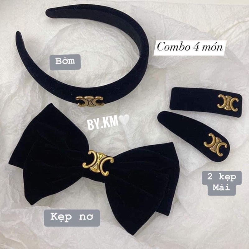 💋💋💋Combo 4 món : Bờm + Kẹp nơ + 2 kẹp mái C e l i ne hot