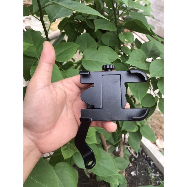 Kẹp điện thoại nhôm gắn chân gương xoay gập 360