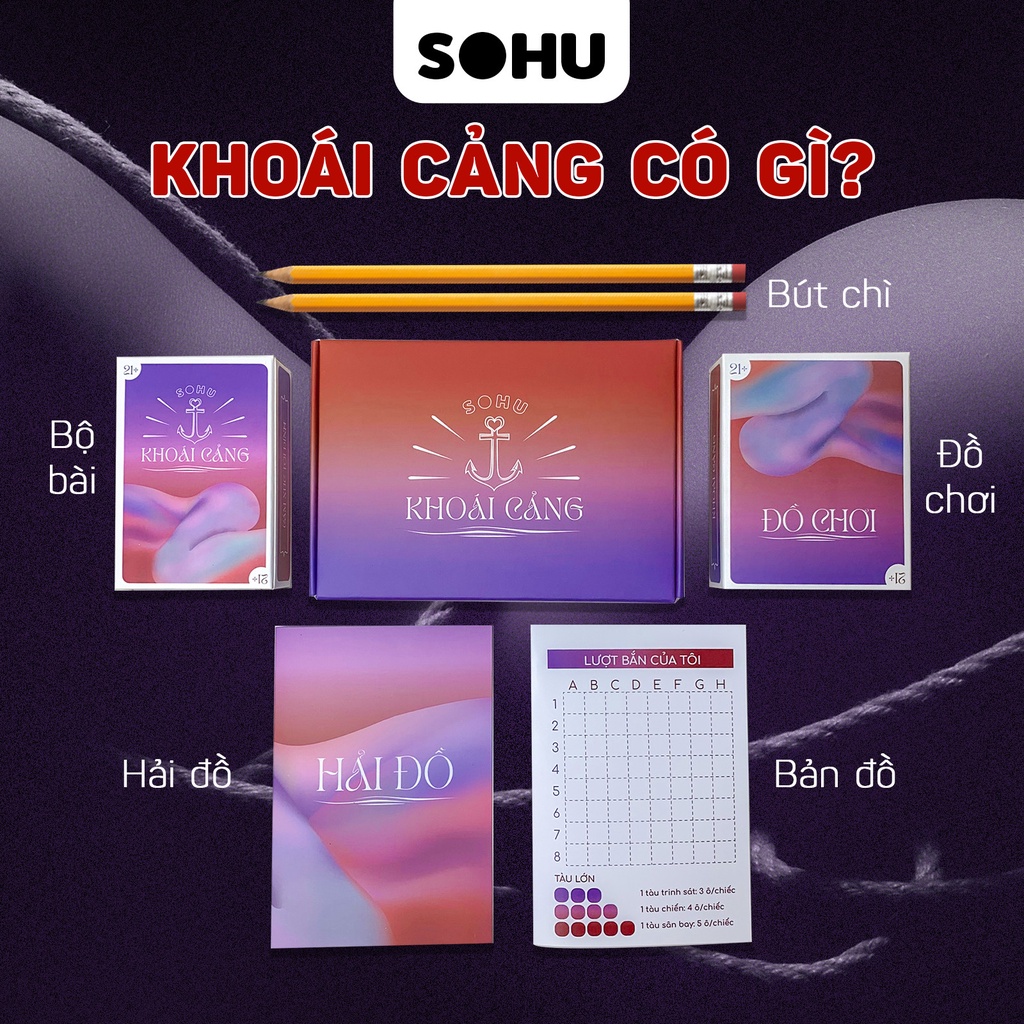 Board game cặp đôi Khoái Cảng, bộ bài SOHU cho couple hẹn hò 50 lá