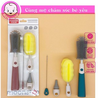 Cọ rửa bình sữa silicon - cọ rửa bình sữa cao cấp moonship 4 chi tiết