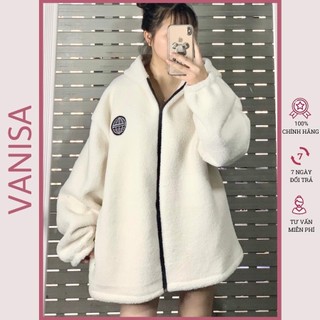 Áo khoác nữ lông cừu bigsize hoodie zip nỉ bông len dày mịn form rộng VANISA KD15