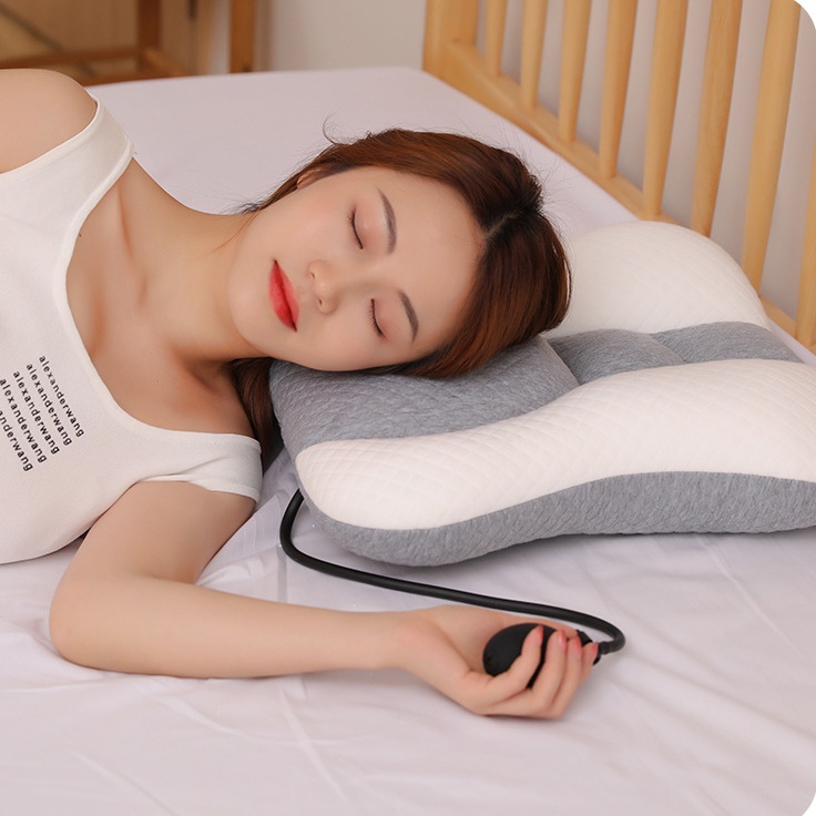 Gối Hơi Hỗ Trợ Giấc Ngủ 3D, Có Thể Điều Chỉnh Bơm Hơi, Tăng Cường Lưu Thông Máu Kiểu Nhật