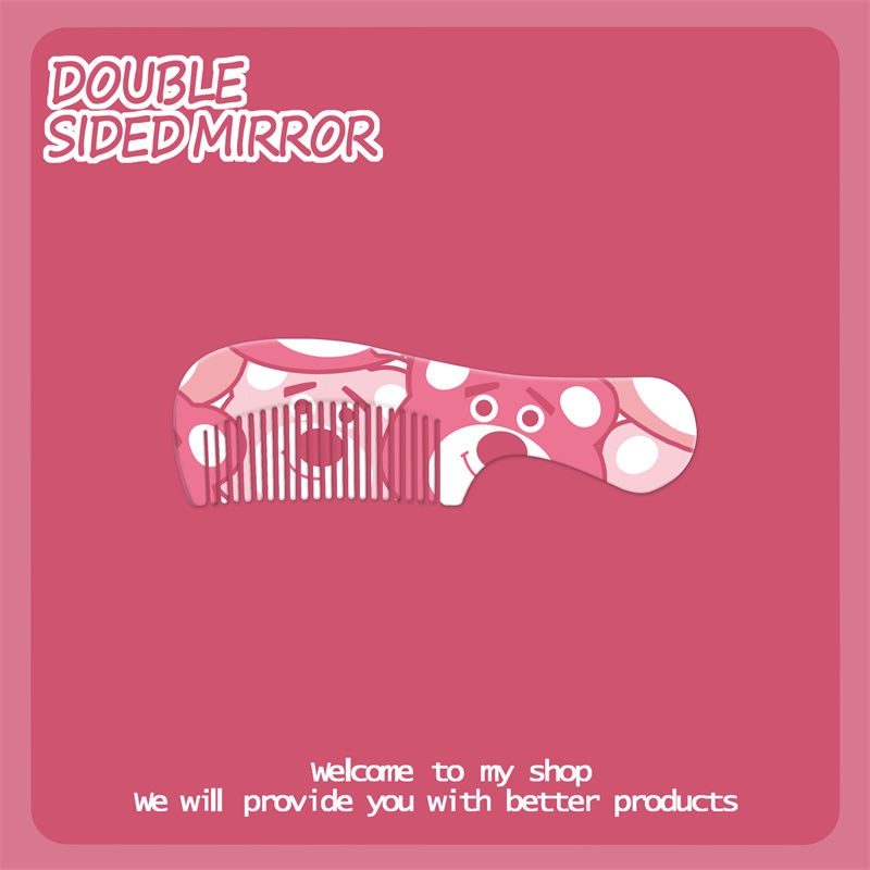 Lược Chải Tạo Kiểu Tóc Mái Mini Họa Tiết Gấu / Dâu Tây Dễ Thương