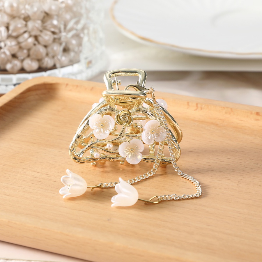 Kẹp Tóc Dạng Chuỗi Hạt Phối Hoa Và Tua Rua Bằng Hợp Kim Dễ Thương Cho Bé Gái