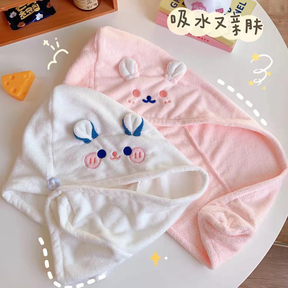 Mũ Trùm Đầu Sấy Khô Tóc Nhanh Chóng Thiết Kế Dày Dặn Kiểu Dáng Hoạt Hình Dễ Thương