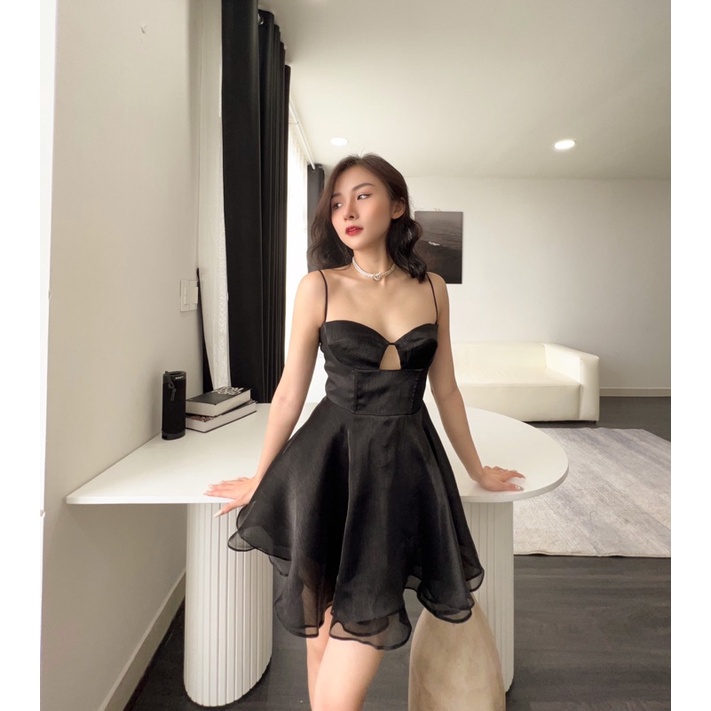 Mell03 dress - Váy đen xoè hai dây quyến rũ Onmellem