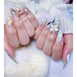 gấu bột trang trí móng nail