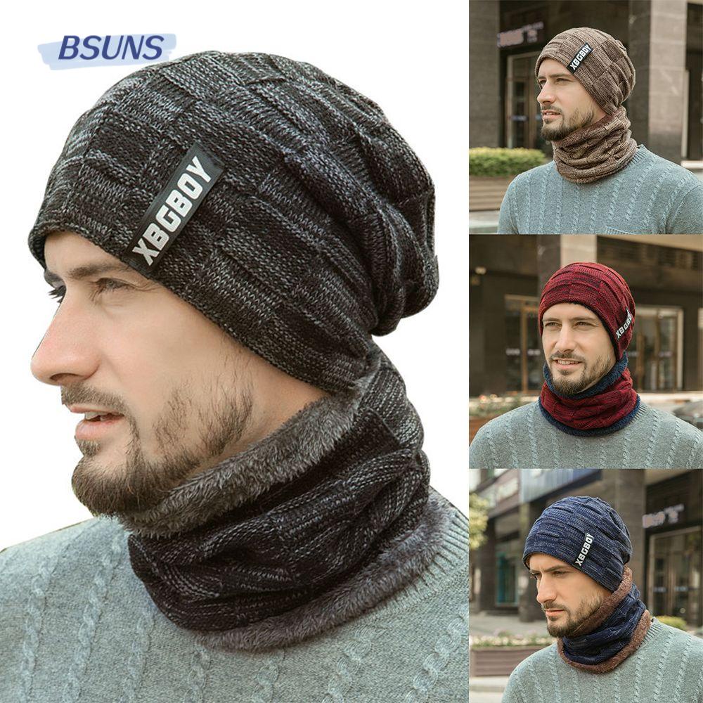Mũ beanie Kết Hợp Khăn Choàng Cổ Giữ Ấm Cho Nam