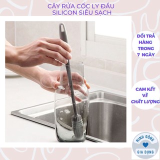 Cây rửa cốc ly đầu silicon siêu sạch - dụng cụ cọ rửa bình sữa