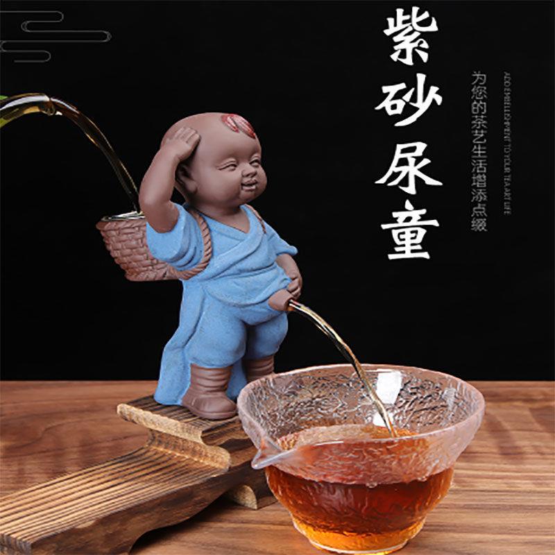 Bộ Phụ Kiện Ấm Trà kung fu Bằng Rơm Cát Tím Hình Chú Tiểu Nhỏ Nhắn Có Thể Trang Trí Cho Bé Trai Miễn Phí Vận Chuyển