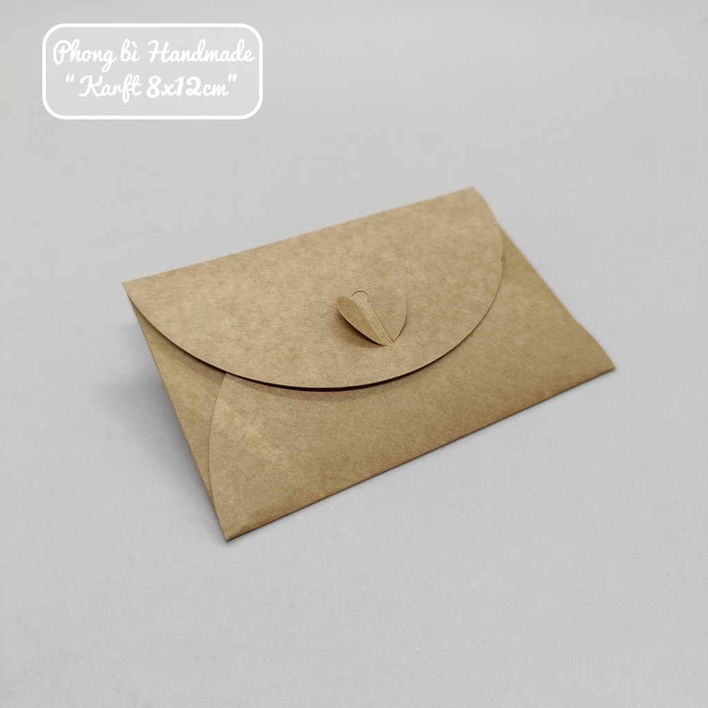 Bao thư giấy Kraft, phong bì vintage kích thước 8x12cm