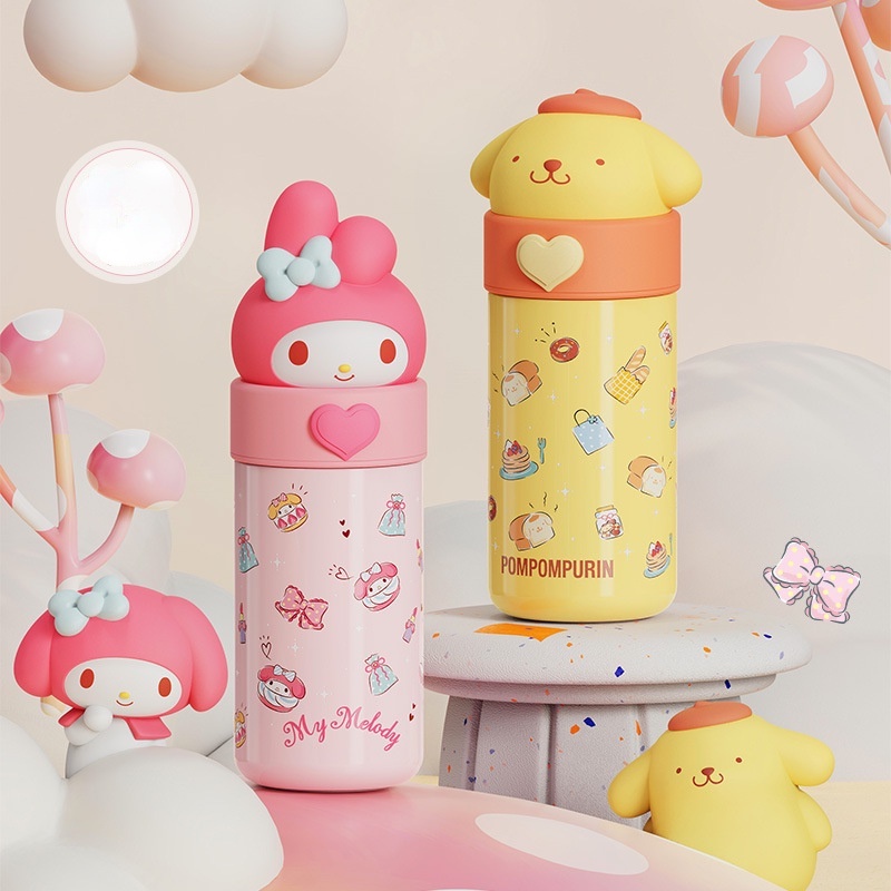 SANRIO Bình Nước Giữ Nhiệt Bằng Thép Không Gỉ 316 Họa Tiết Hoạt Hình Dễ Thương Cho Học Sinh